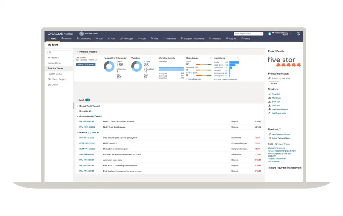 Oracle construction software support